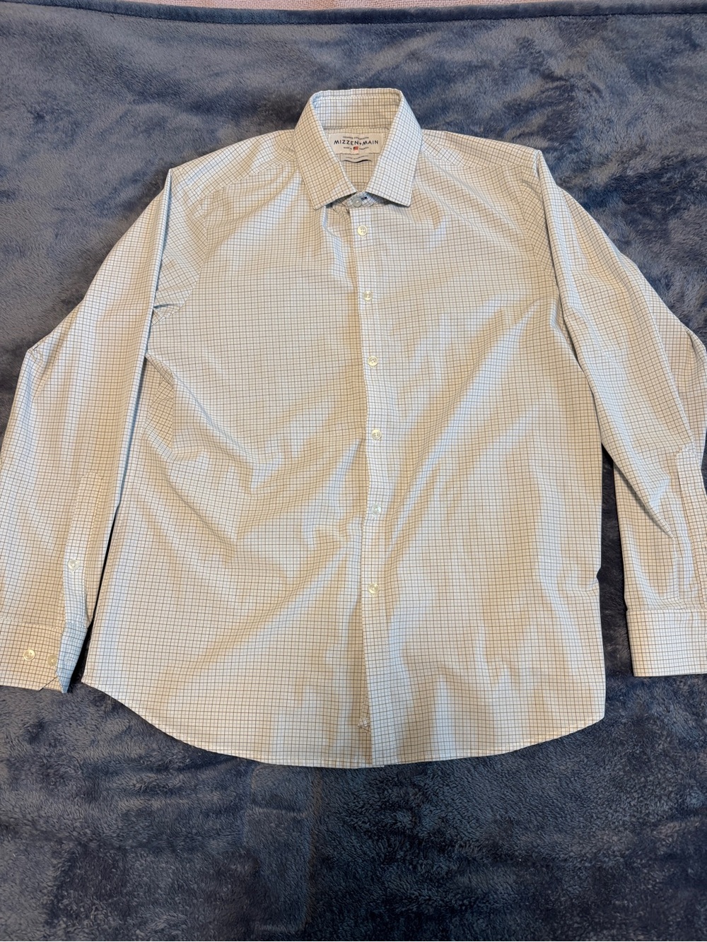 Mizzen+Main Light Blue and White Micro-Check Dress Shirt
